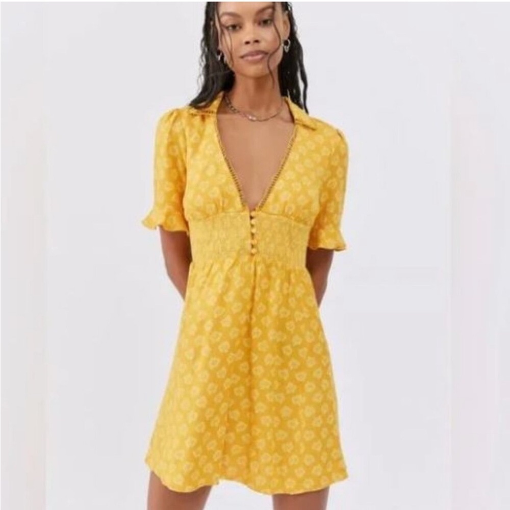 Urban Outfitters Yellow Floral Mini Dress